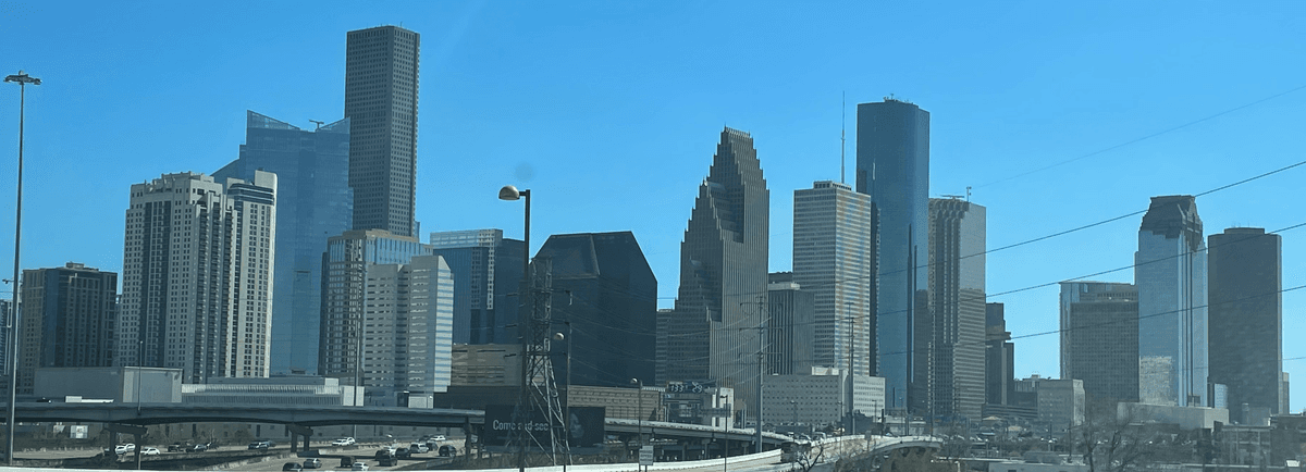 Houston downtown skyline showing the city's industrial and business heritage